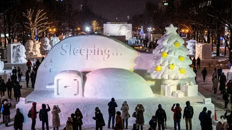 不愿离被窝的雪雕