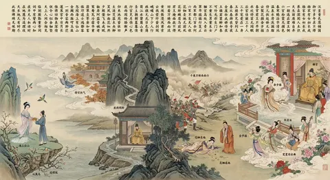 《长生歌》插图，含完整原文，适合古典文学展示