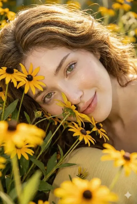 Cinematic Portrait with Harsh Flash and Floral Background (Duplicate)