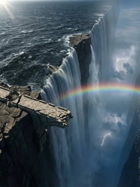 Ultra-Widescreen Tectonic Rift and World's End Scene Prompt in JSON
