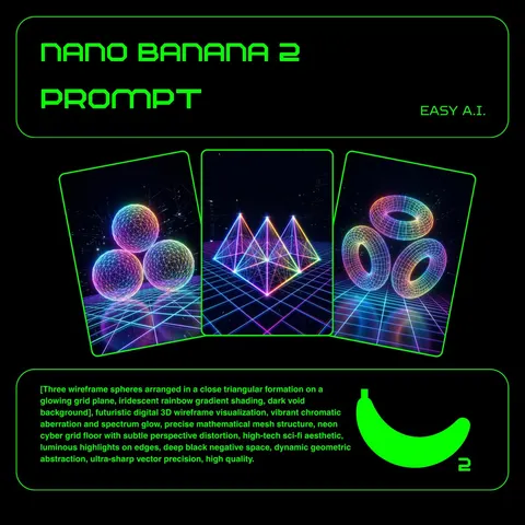 Neon Wireframe 3D Prompt Template