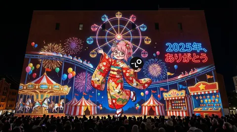 摩天大楼投影映射新年晚会场景