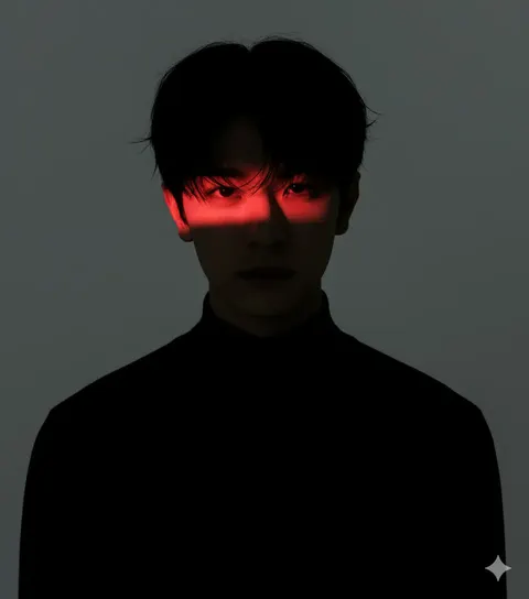 Dramatic Studio Portrait with Red Light Accent