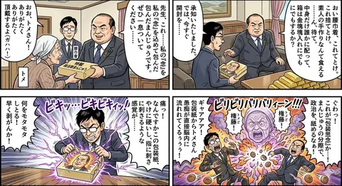 Four-Panel Manga: Politician Manju Incident
