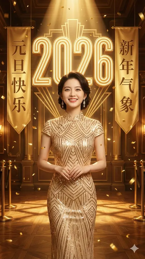 金色 2026 新年庆典电影感人像