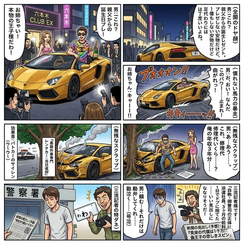 Four-Panel Manga: Rental Heir's 'Wa' Number Accident