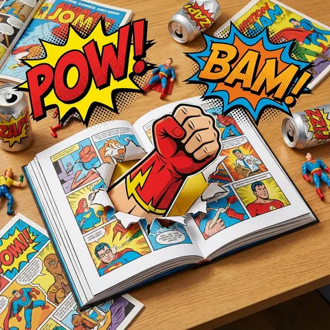 Superhero Comic Book Pop Art Diorama Prompt