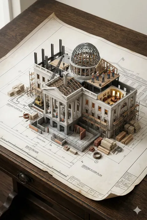 3D Miniature Architectural Blueprint Prompt