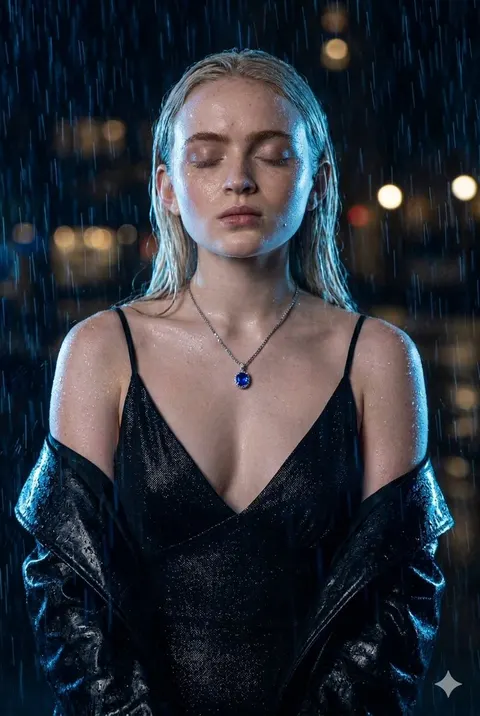 雨夜电影感女性肖像