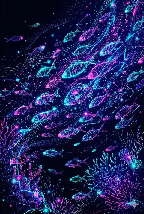 霓虹点彩赛博朋克插画