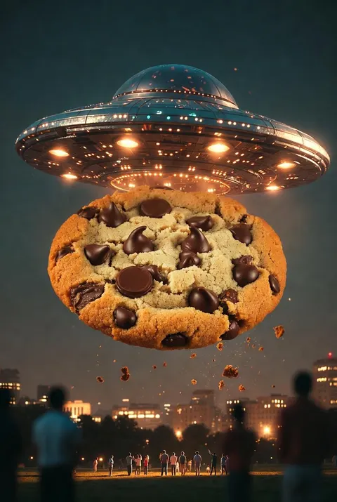 Sci-Fi Encounter with Giant Floating Cookie