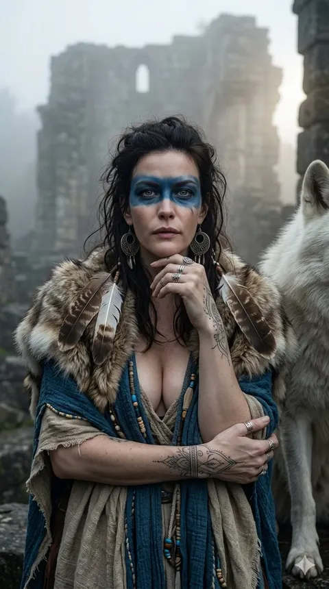 Dark Fantasy Wolf Queen Portrait