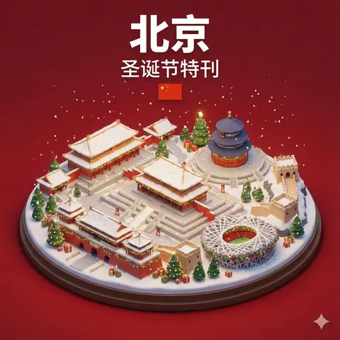 Isometric 3D Miniature City Diorama with Holiday Theme
