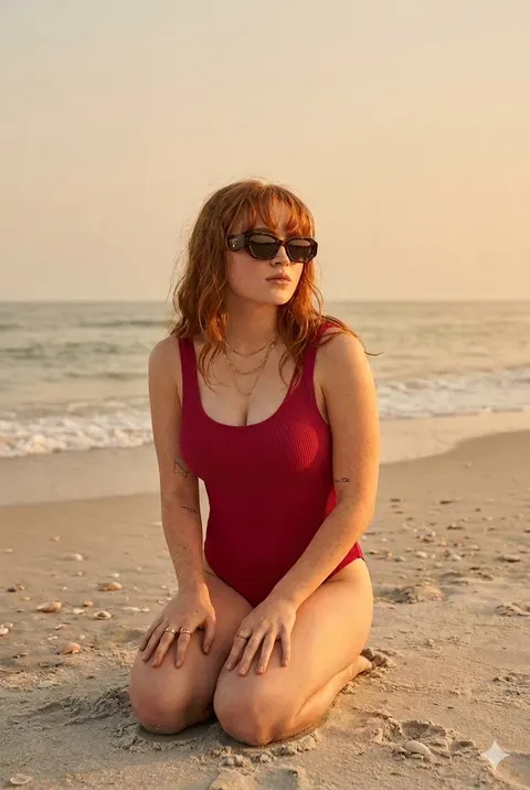 Golden Hour Beach Swimsuit Portrait