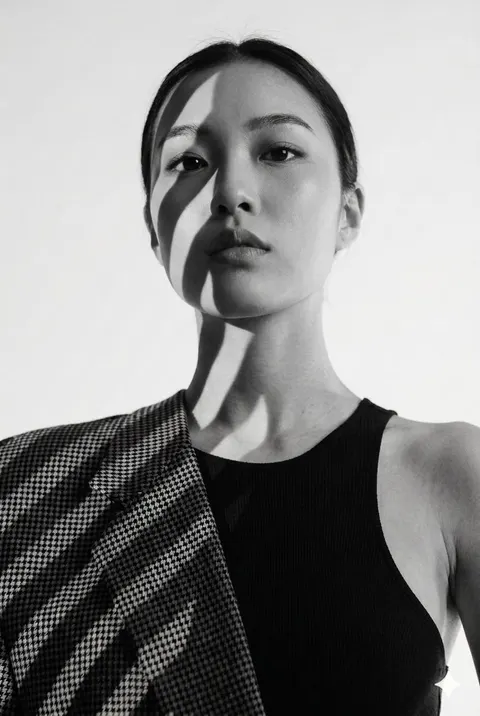 Minimalist Shadow Play Fashion Portrait
