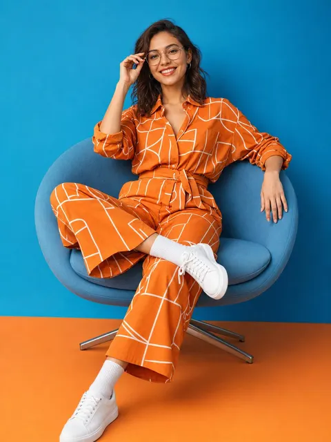 Patterned Orange Jumpsuit Fashion Lifestyle