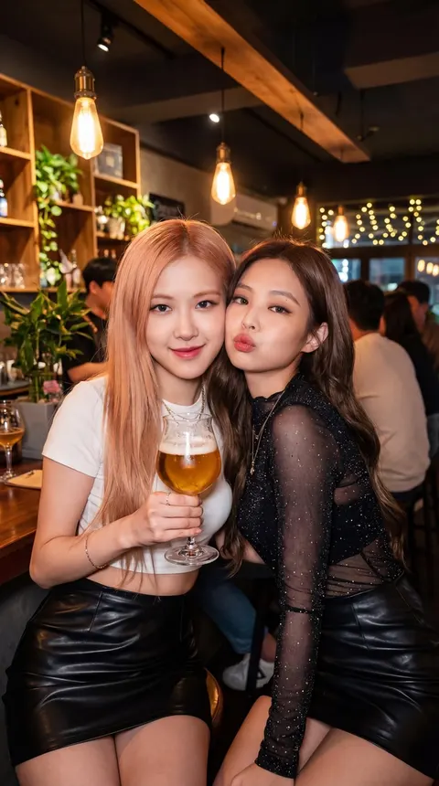 酒吧对镜自拍：K-pop 偶像亲密特写