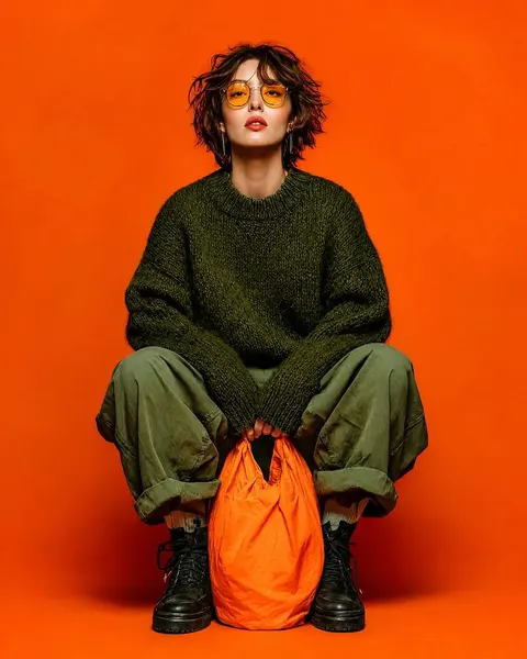 Vibrant Studio Fashion Portrait
