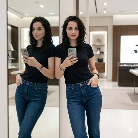 Showroom Mirror Selfie Fashion Portrait
