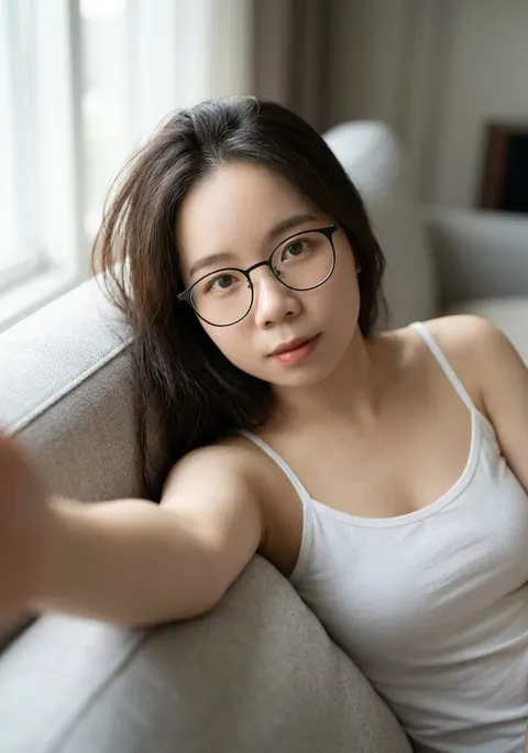 沙发上的女性亲密视角人像肖像