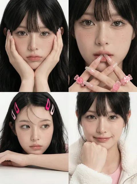 K-pop 女团风格四格拼贴摄影