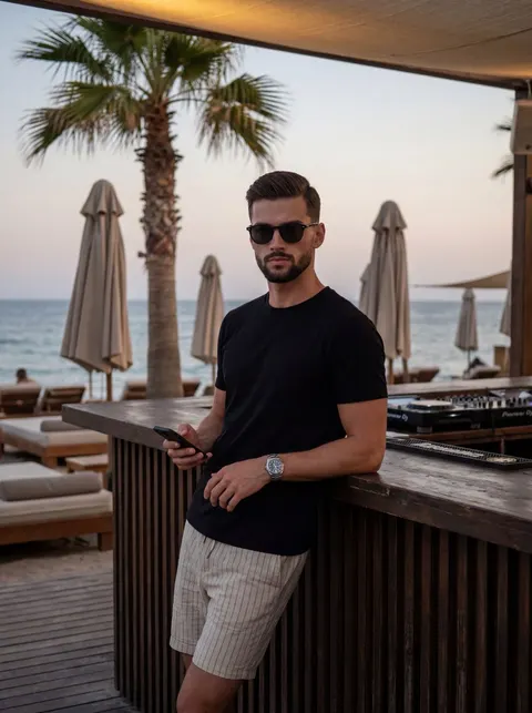 Male Beach Club Lifestyle Photography