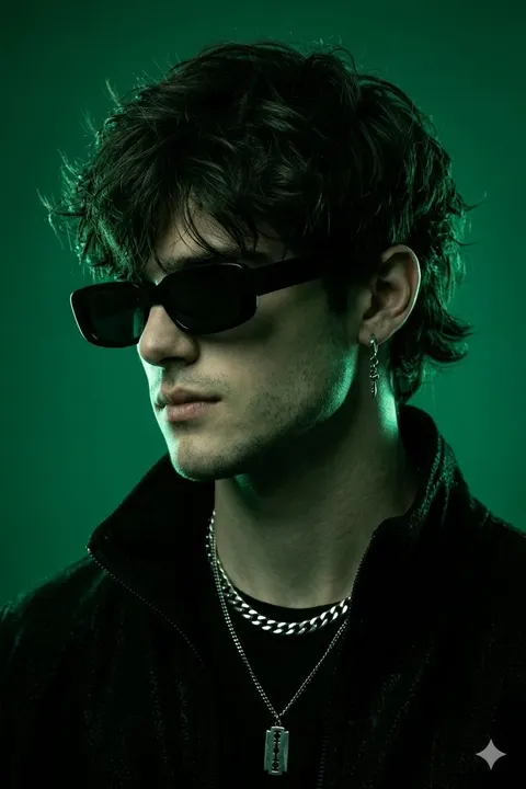 Emerald Monochromatic Male Portrait