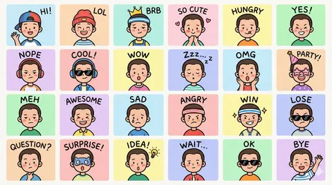 LINE 风格 Q 版表情头像网格