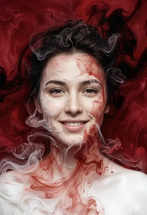 水墨流体风格女性肖像艺术