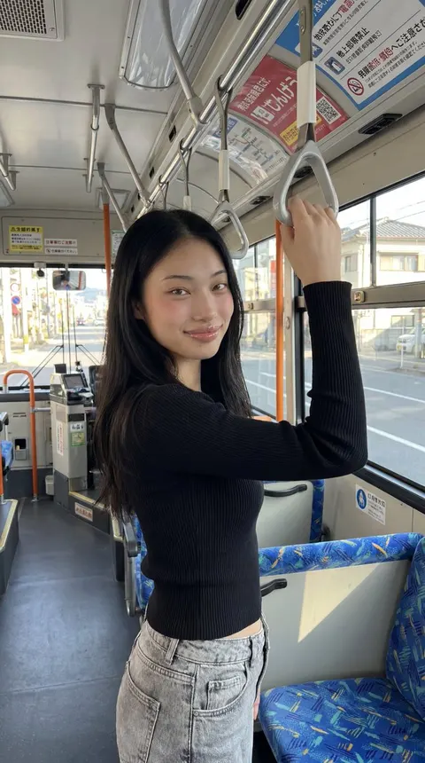 Korean Girl on Japanese Bus