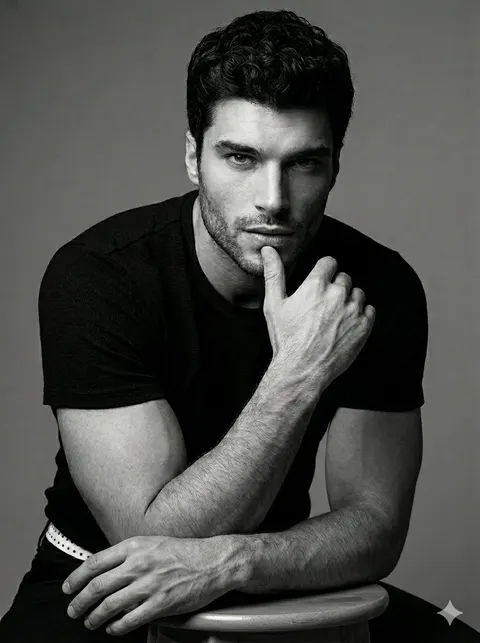 Black and White Male Studio Portrait