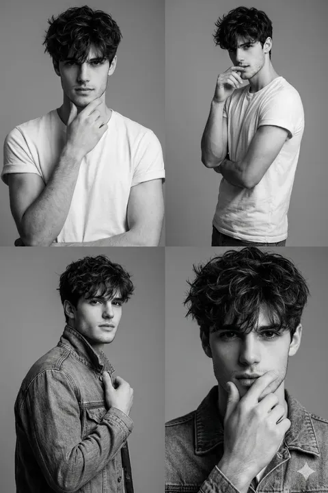 Black-and-White Fashion Collage with Face Preservation