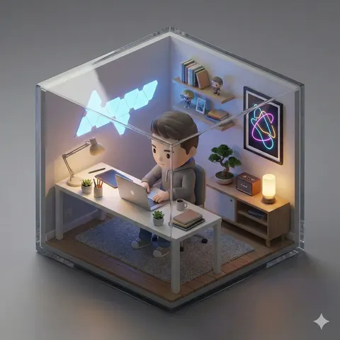 等距 3D 微缩房间与 Q 版角色