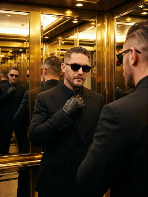Cinematic Golden Elevator Portrait