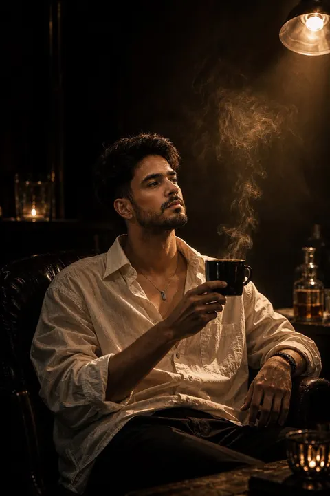 Luxury Whiskey Bar Introspective Portrait