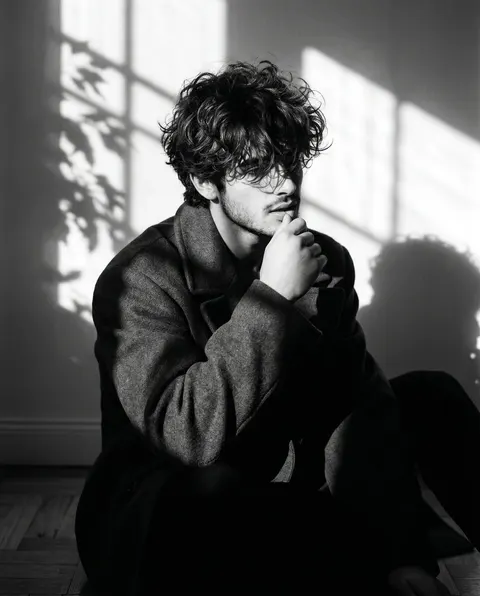 Monochrome Introspective Male Portrait