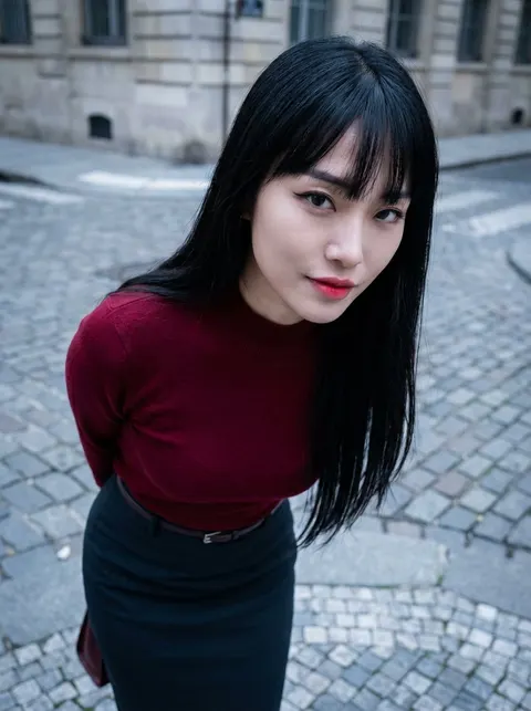 K -pop 风格高角度人像