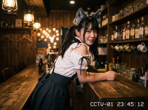 温馨女仆咖啡馆 CCTV 风格肖像