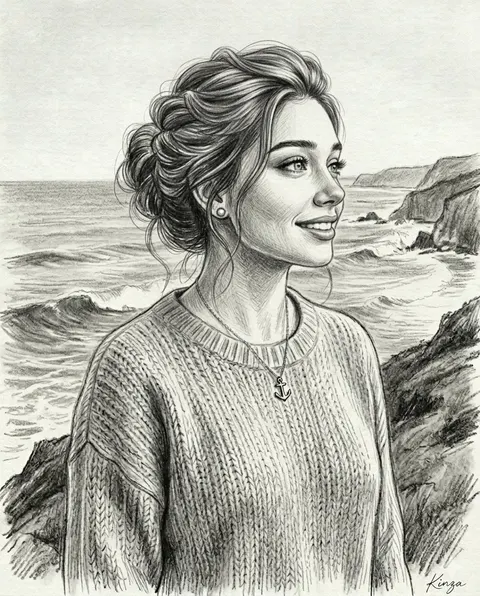 Vintage Graphite Pencil Portrait
