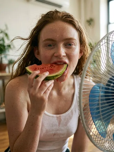 Realistic Summer Heat Lifestyle Portrait