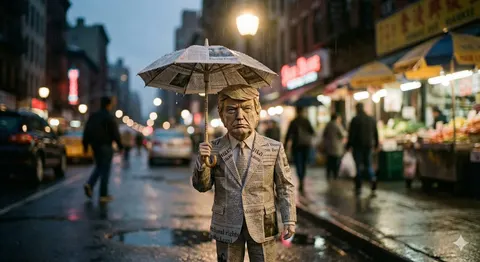 电影感静物：雨夜街头的纸艺明星