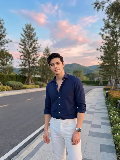 日落街头：时尚男子的电影感生活肖像