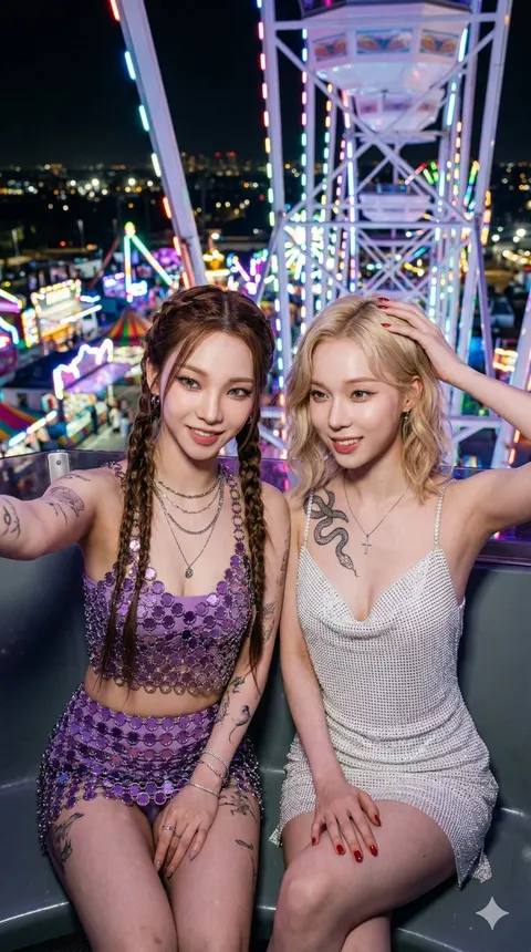 摩天轮夜景对镜自拍