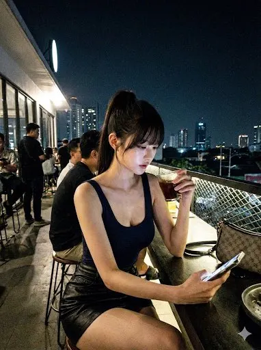参考图编辑：抓拍夜店咖啡馆场景