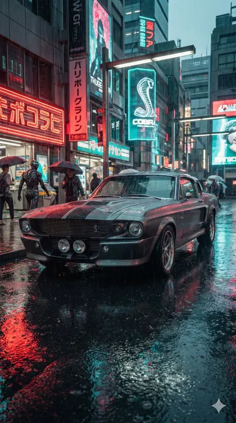 赛博朋克雨夜，经典肌肉车电影感
