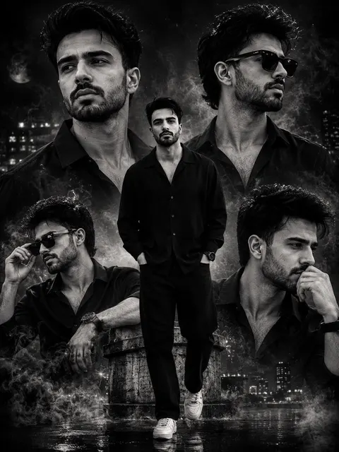 Cinematic Monochrome Portrait Collage