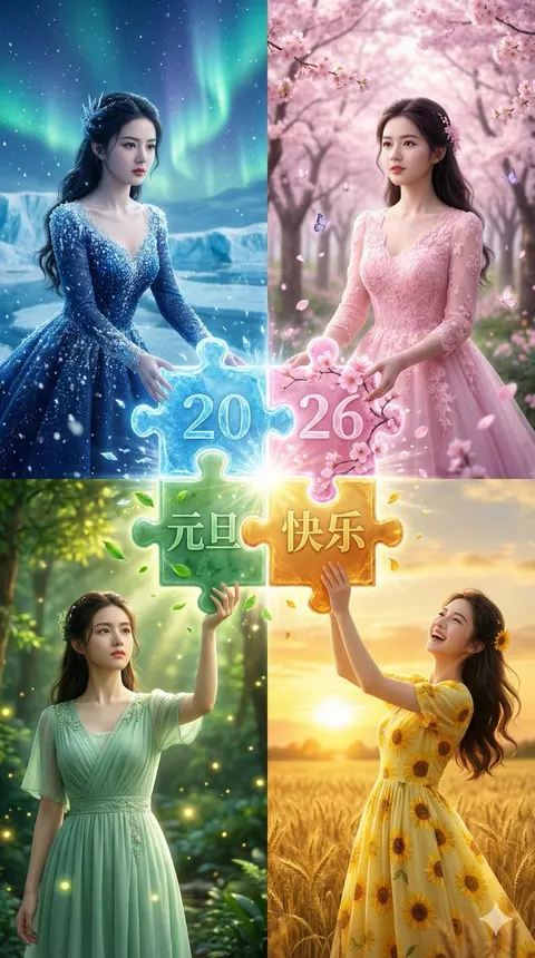 2026 新年四季节拼图系列图像生成