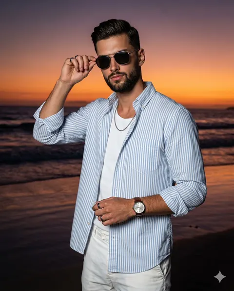 Confident Sunset Beach Portrait