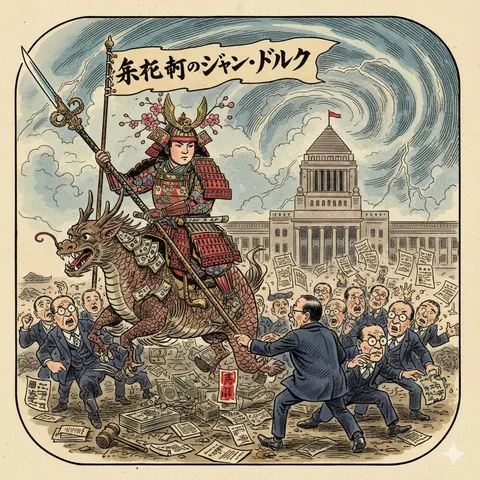 日本政治中心贞德卡通像