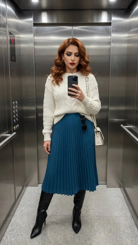 Photorealistic Elevator Mirror Selfie